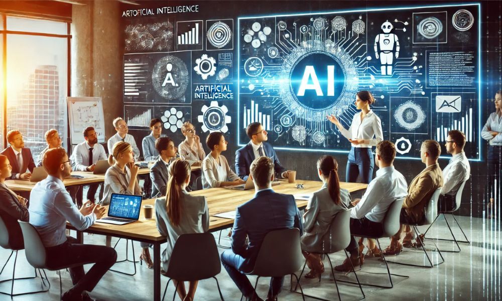 Formazione intelligenza artificiale gruppo di persone in sala riunioni