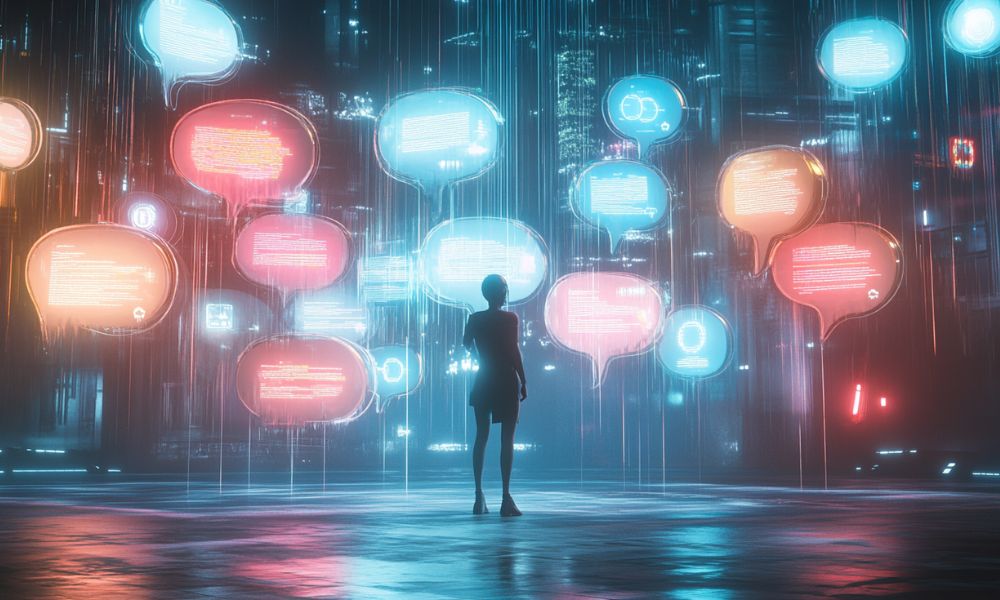 Prompt design Ai errori di evitare, uomo immerso in un mondo digitale