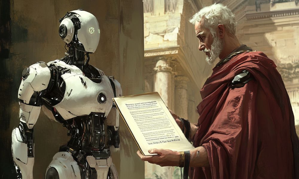 Prompt design, Socrate che parla con un robot umanoide