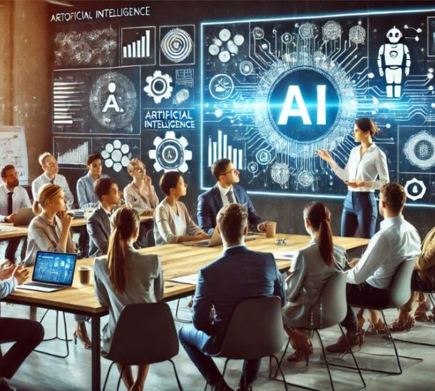 Formazione intelligenza artificiale gruppo di persone in sala riunioni